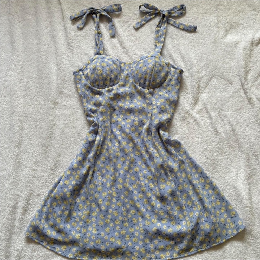 Lily Rose Blue and Yellow Floral Mini Dress